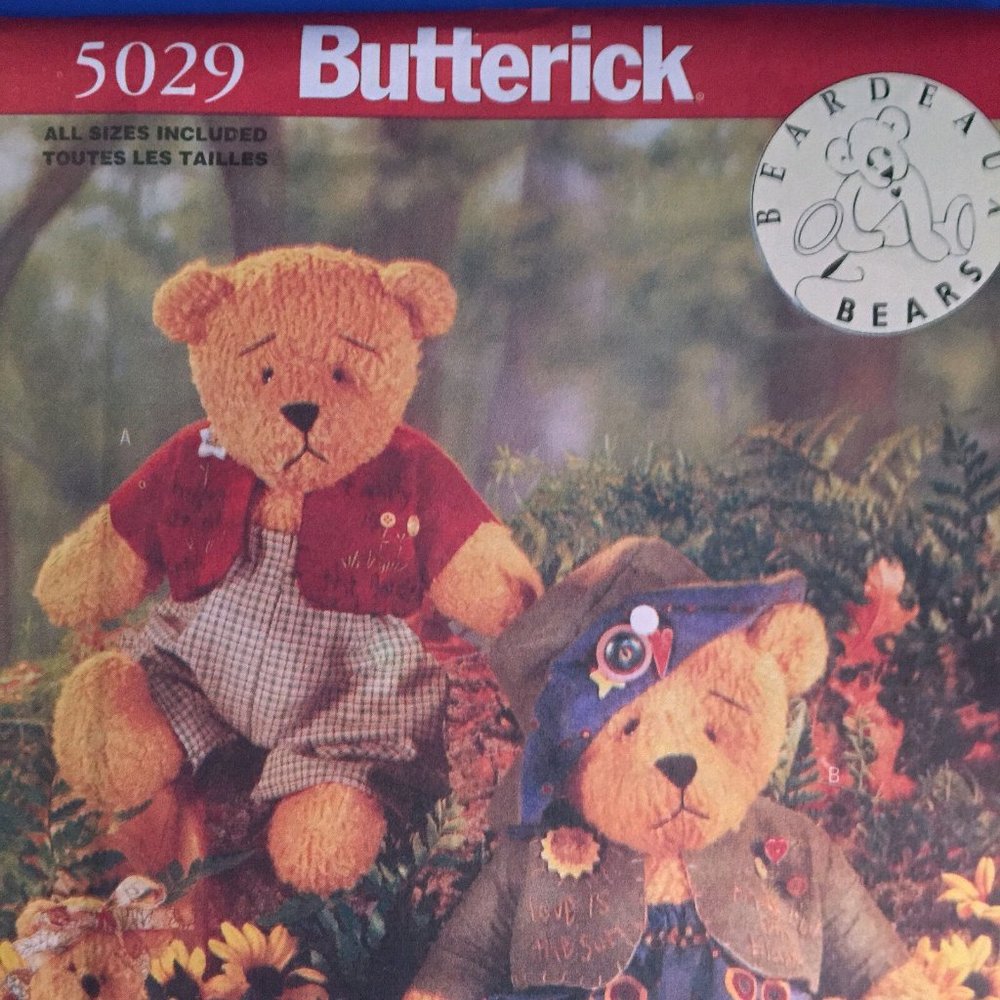 Butterick Beardeaux Bear Family Sewing Craft Pattern 5029 4 Bears and Clothes UC - Picture 3 of 5